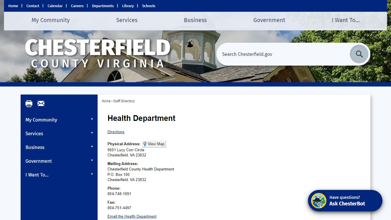 Staff Directory • Chesterfield County, VA • CivicEngage